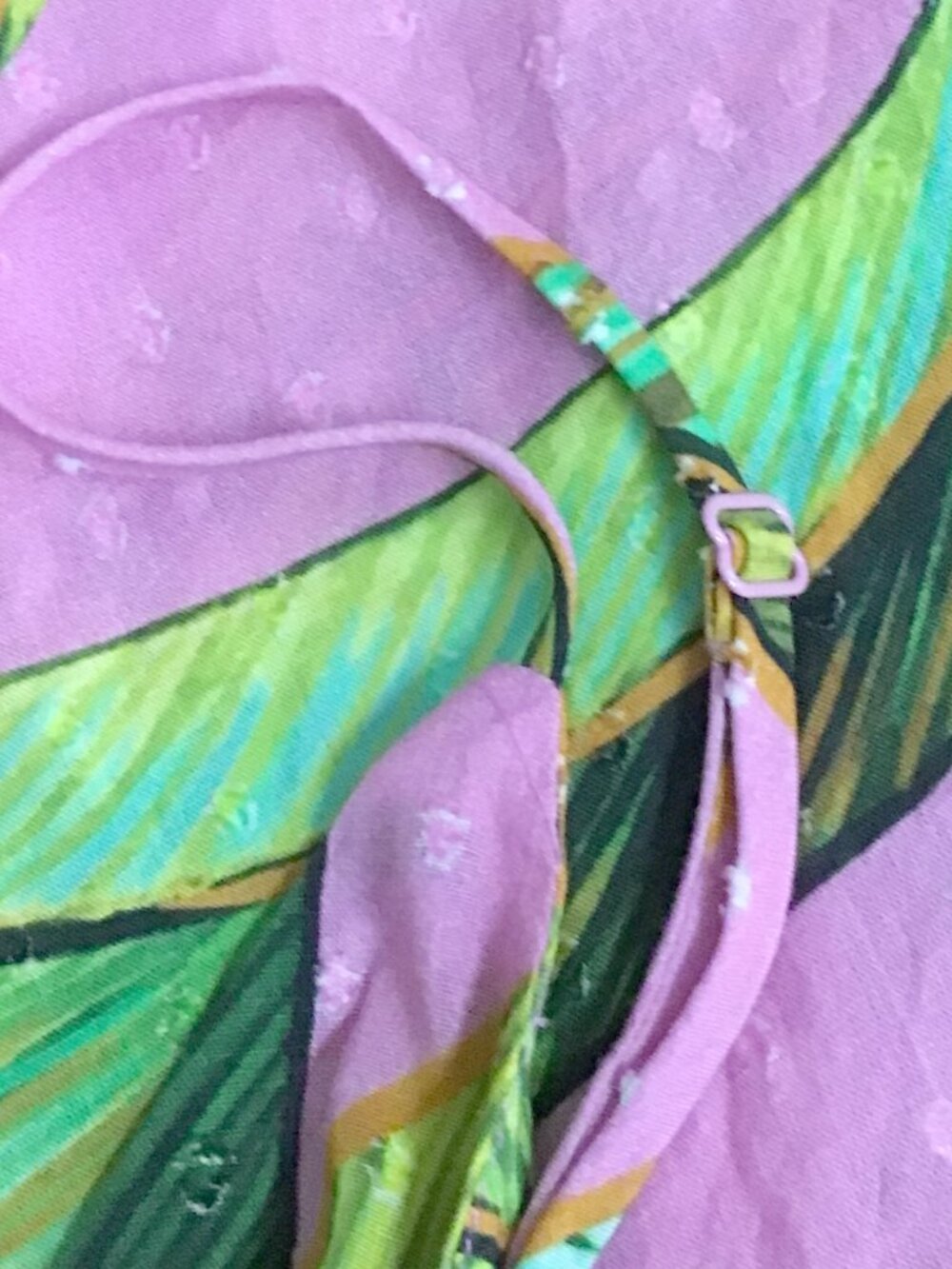 FARM RIO Mixed Prints Beaded Macaw Pink Foliage Midi Wrap Dress - Picture 11 of 15